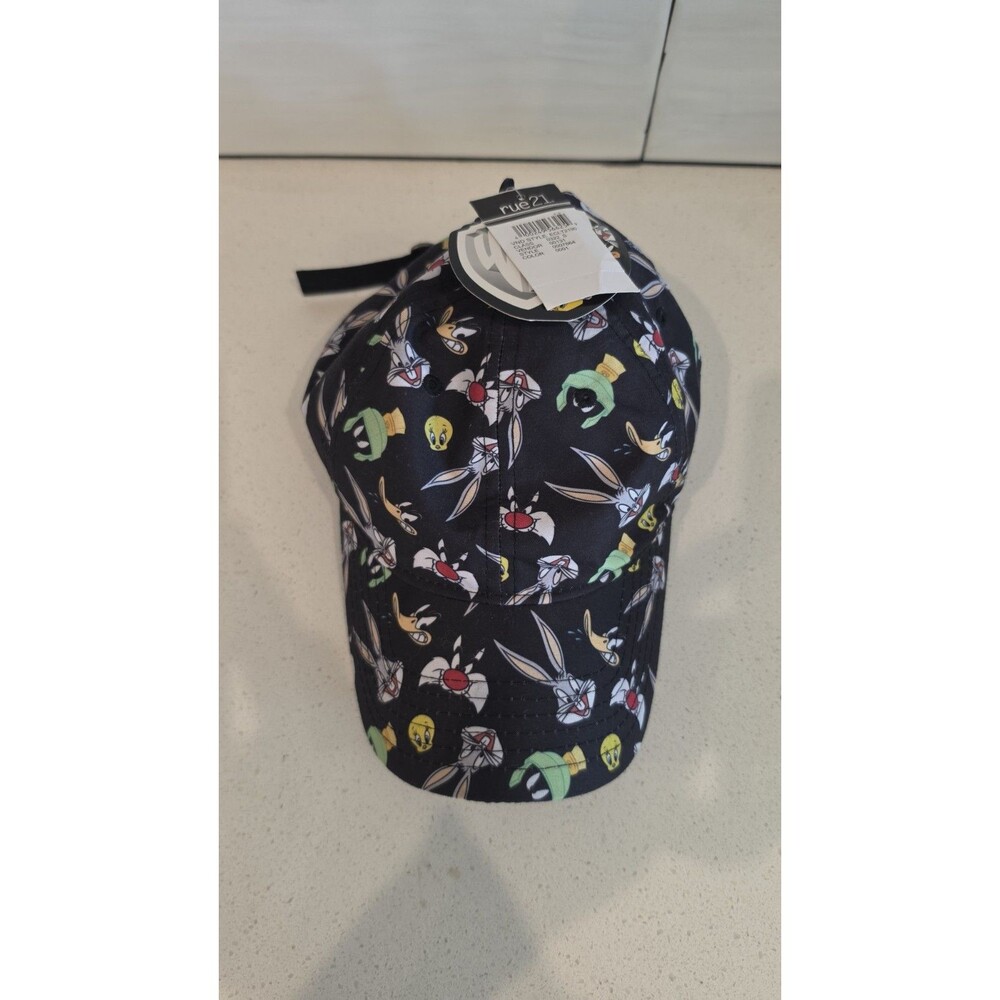 NWT Rue21 Looney Tunes All Over Print Baseball Cap Hat Warner Bros Black One